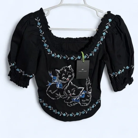 Lazy Oaf x Rhi Dancey Kitten Top & Bloomers Set size Xsmall NWT New - Picture 2 of 6